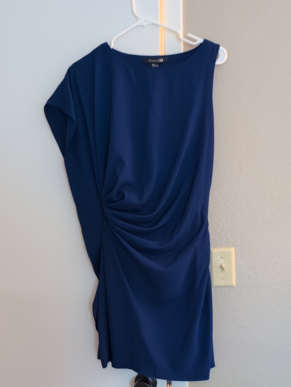 Forever 21 Navy One-Shoulder Ruched Cocktail Dress